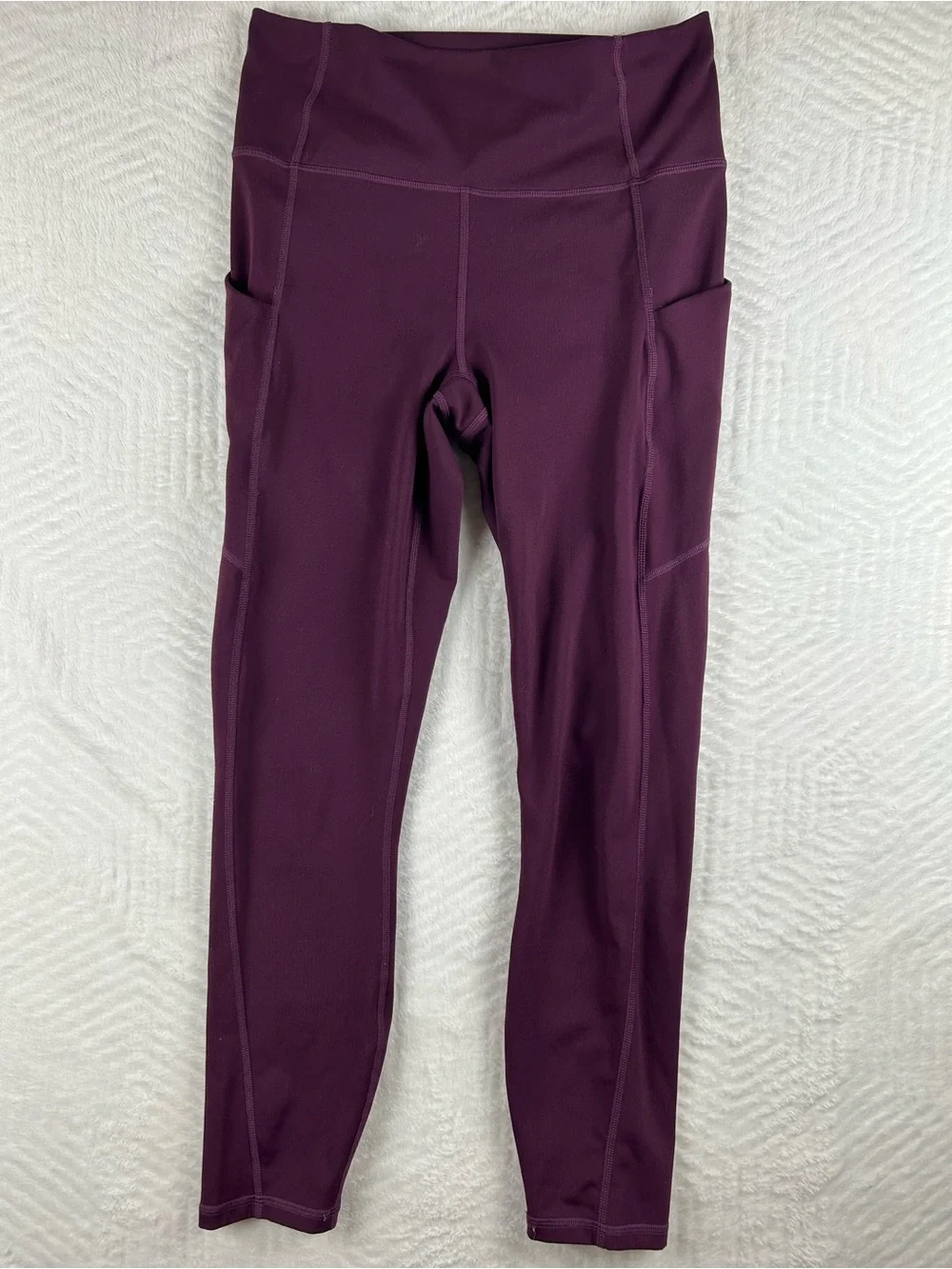 Fabletics High-Waist Plum Leggings with Side Pockets
